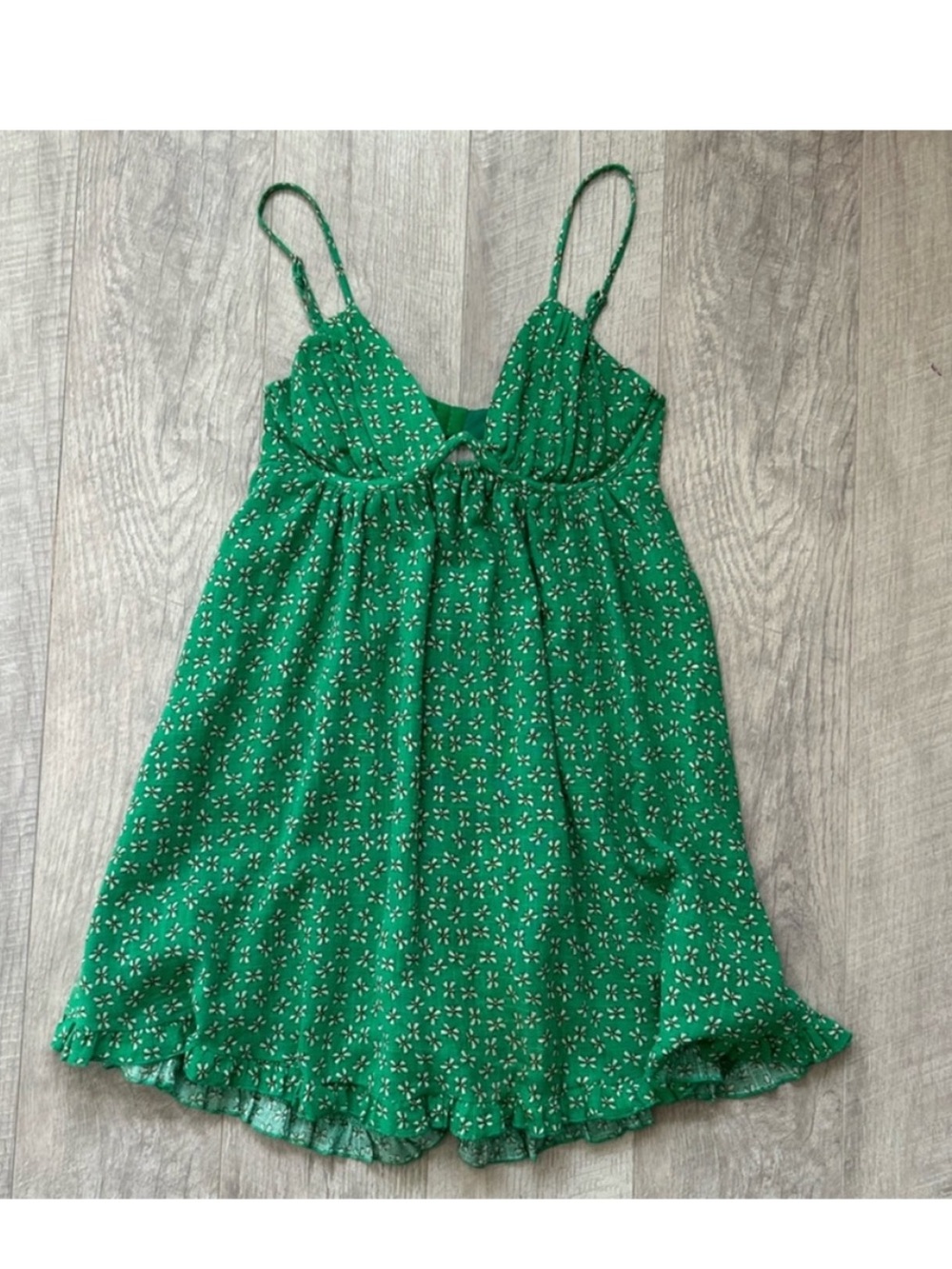 Sky to Moon Green Ditzy Floral Sundress Sz Med